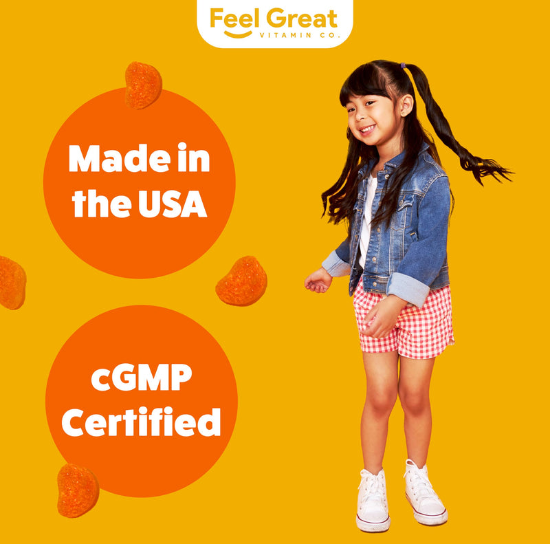 Feel Great Kids Vitamin C Gummies, 250mg Immune Support, Vegan, 90 Ct | Daily Immune Support, Antioxidant Vitamin C, 250mg per Serving, Vegan Gummy for Kids