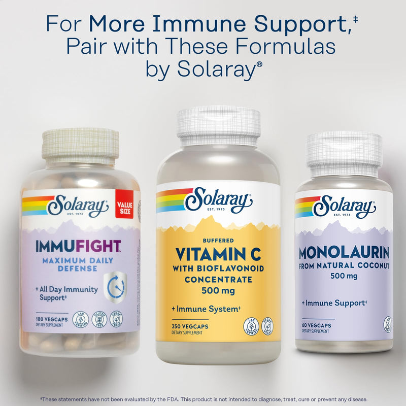 SOLARAY Buffered Vitamin C 500 mg, 250 VegCaps | Immune, Antioxidant & Collagen Support, Buffered Vitamin C with Bioflavonoids, 250 Servings, Vegan & Lab Verified 250 Count (Pack of 1)