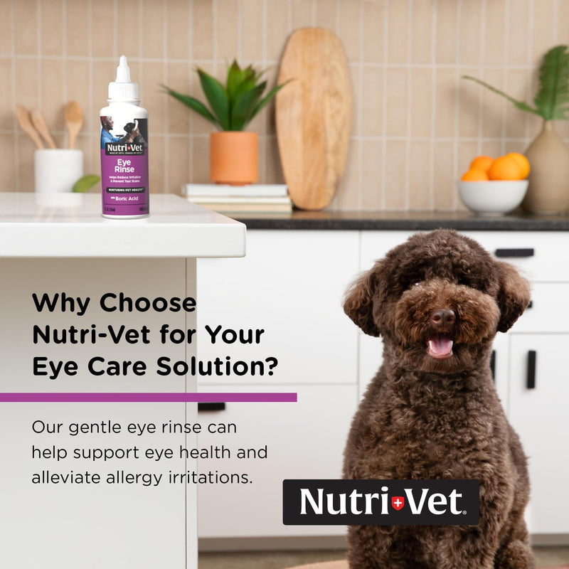 Nutri-Vet Eye Rinse for Dogs, Dog Tear Stain Remover, Eye Wash, Allergy Relief for Pet Puppies, Puppy Supplies, Pet Safe Formula, Vet Formulated, Prevents Infections, 4oz 1 Pack