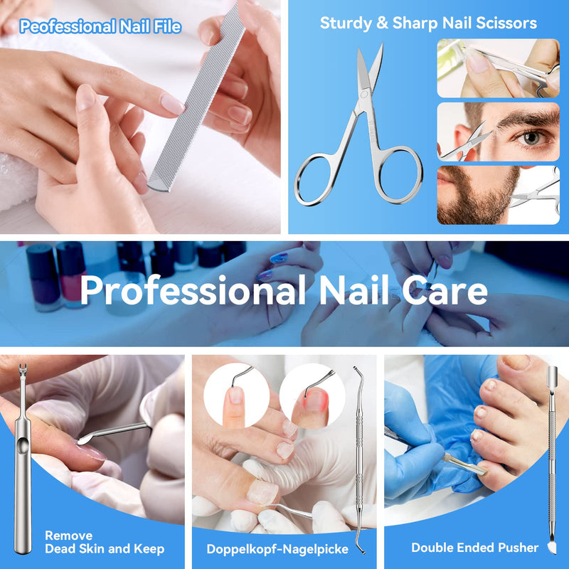 Toenail Clippers for Seniors Thick Ingrown Toenails, Toe Nail Clippers Set for Men Women, Heavy Duty Fingernail Clippers-Professional Pedicure Tools for Feet,Stainless Steel Manicure and Pedicure Kit Red 7PCS Nail Clippers Set