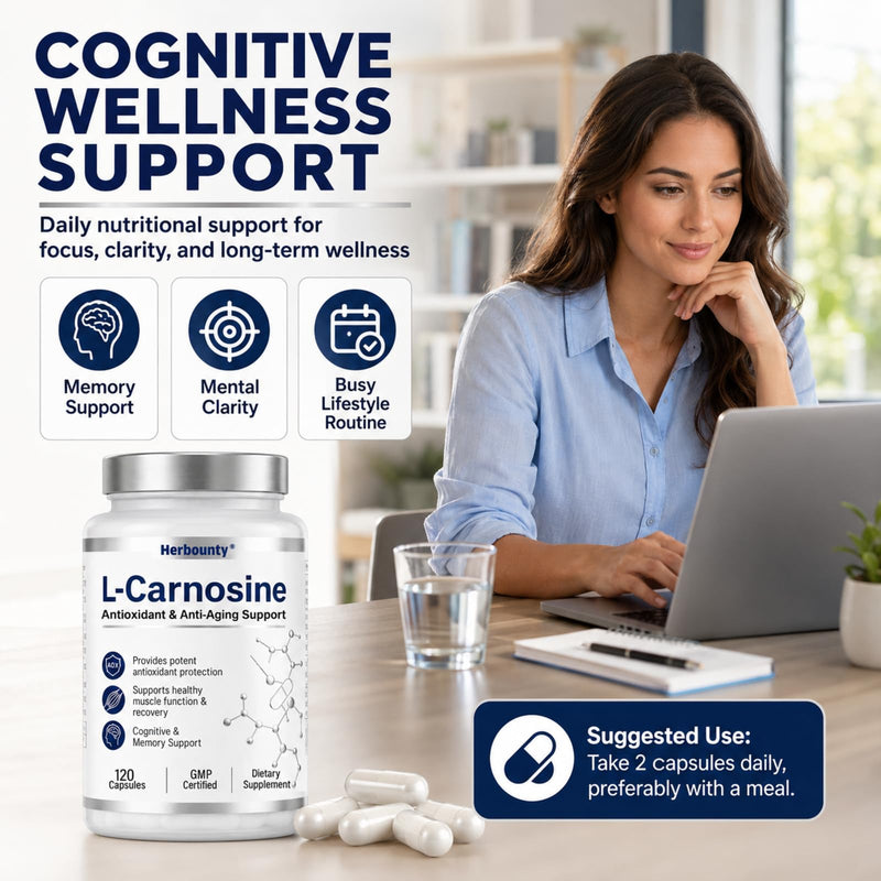 L-Carnosine Supplement 500mg, 120 Capsules Vitality Support | Antioxidant, Healthy Muscle Function, Cognitive Health, Gluten Free & Non-GMO 120 Count (Pack of 1)