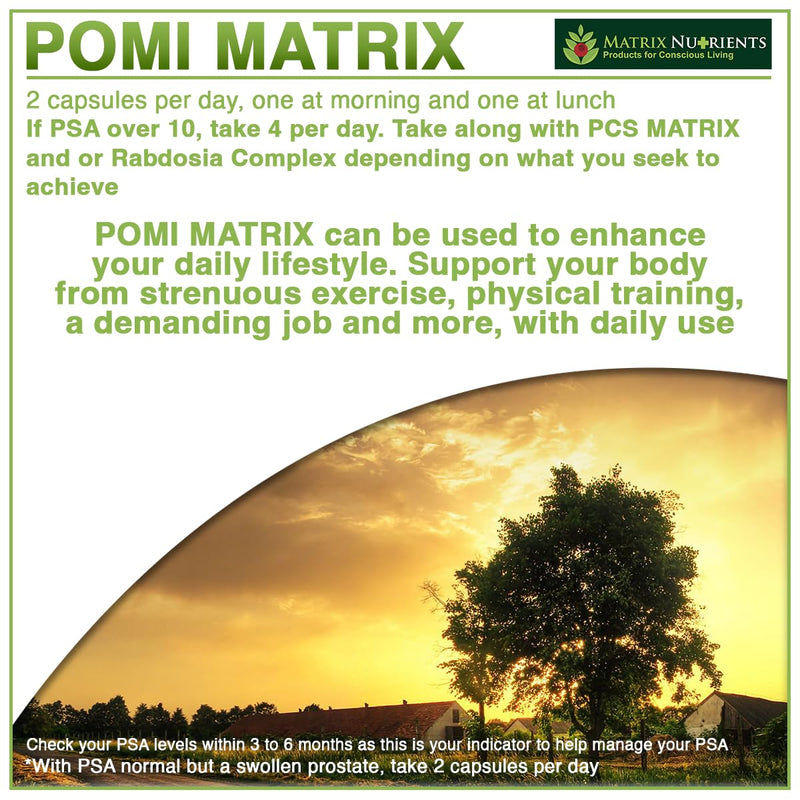 POMI Matrix - 10 Times Stronger Than The Competition! - Lower PSA Levels - See Our LAB Results! - 100% Natural Ingredients: Pomegranate, Green Tea, Turmeric, Broccoli - Vegan Capsules (60ct) 60 Count (Pack of 1)