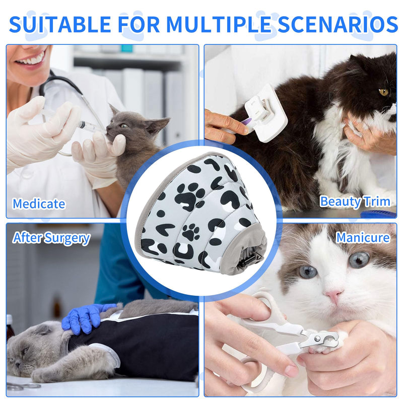 Soft cat neck collar, cat neck collar for after operations and injuries, adjustable neck collar for cats, prevents licking wounds cat collar (grey, M) grey - BeesActive Australia