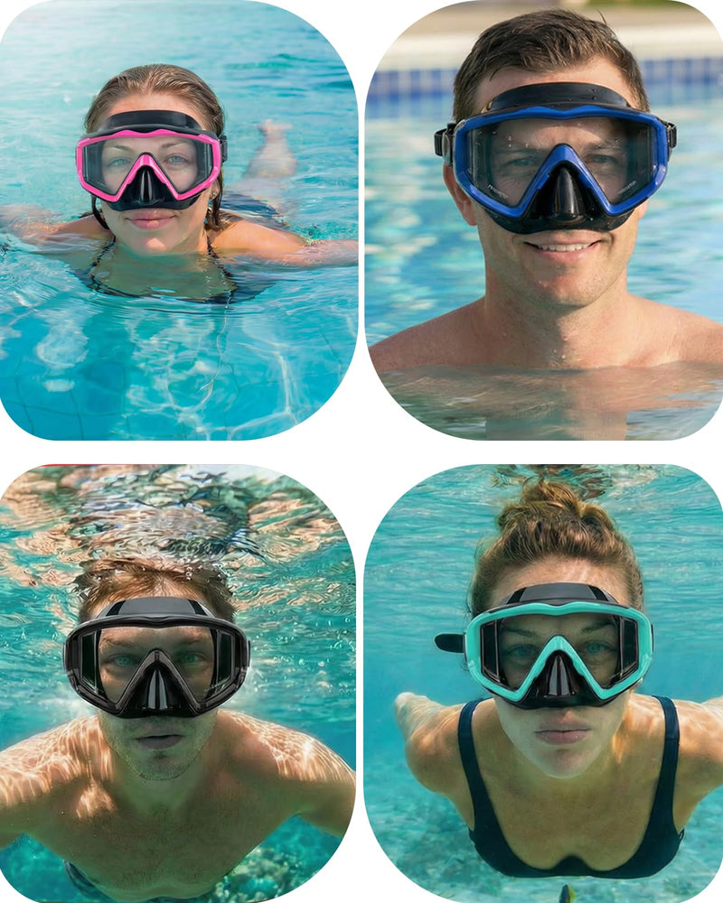 Diving mask Anti-Fog Swimming Snorkel mask Suitable for Adults Scuba Dive Swim Snorkeling Goggles Masks Blue Adult
