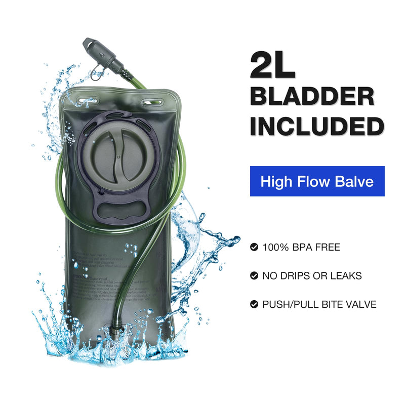 Hydration Backpack, Water Buffalo Hydration Backpack with 2L Water Bladder, Water Pack Backpack for Outdoor Sports of Running Hiking Camping Cycling Skiing for Women Men, Black