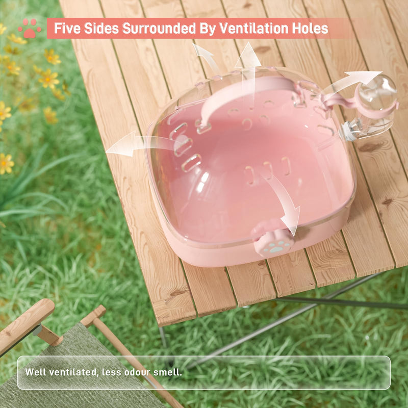 BUCATSTATE Transport Box Hamster with Water Bottle, Portable Transport Box Small Animals Travel Box Carrying Cage 18.4L * 17W * 16.3H cm for Gerbils, Mice, Dwarf Hamsters (Pink) Pink - BeesActive Australia