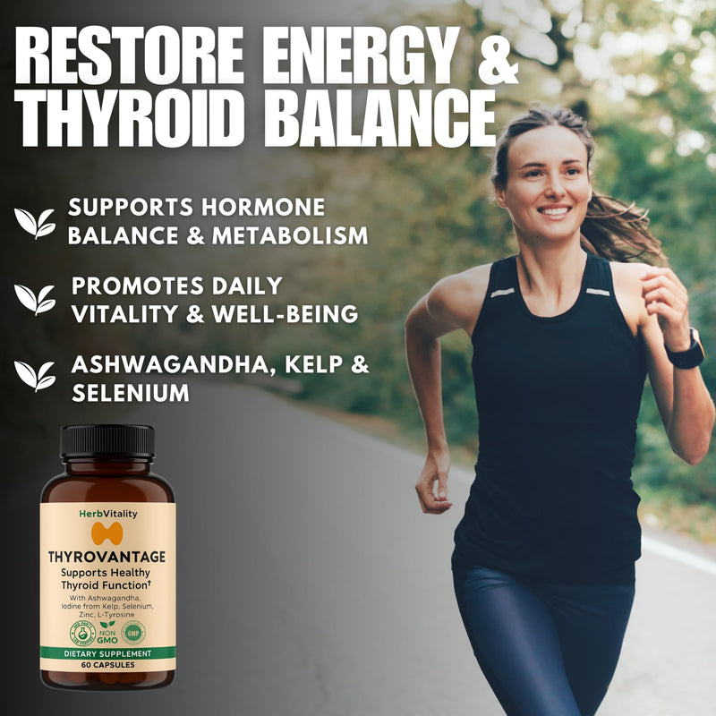Thyroid Support Supplement with Iodine, Ashwagandha & Kelp – Supports Energy, Metabolism & Hormone Balance Formula – Selenium, Zinc & L-Tyrosine – Natural Thyroid Health for Women & Men