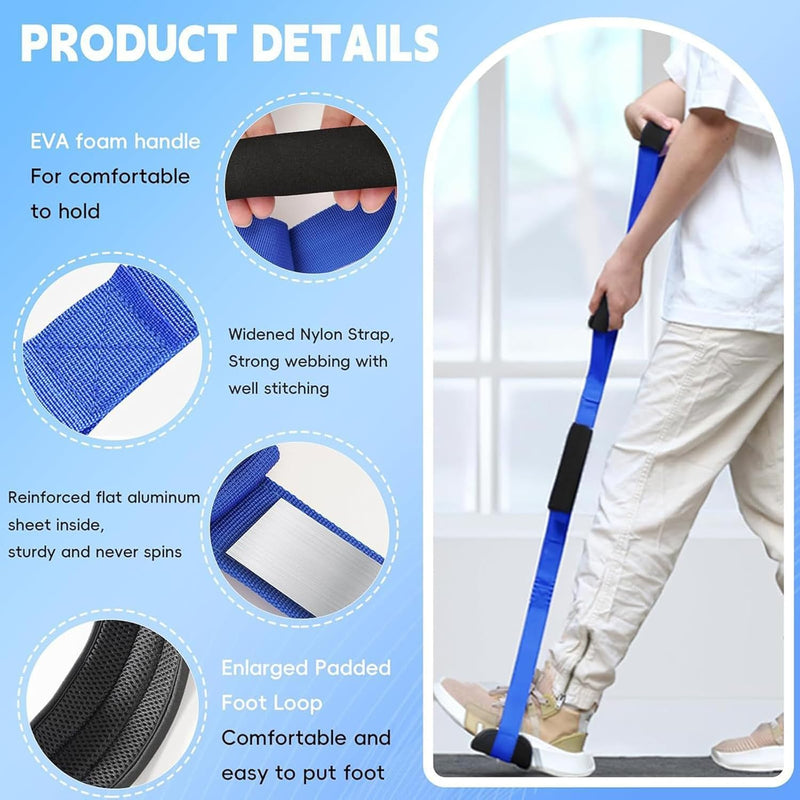 42 Inch Leg Lifter, Leg Lifter After Hip Replacement, Leg Lifter for After Knee Surgery, Leg Lifter Strap Rigid with Multi Loops, Leg Lifters Getting Legs in and Out of Bed, Car, Couch, Wheelchair Blue - BeesActive Australia