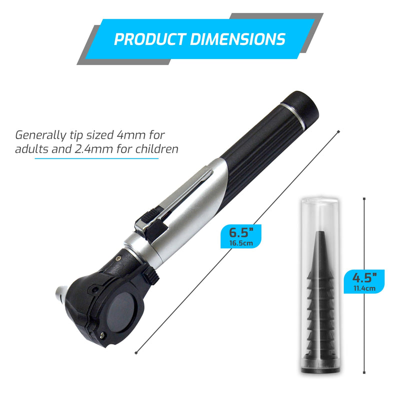Mini Otoscope – Ear Scope with Light for Kids & Adults – Ear Infection Detector Comes with 10 Specula, 1 Extra Light & Case (Black) Black - BeesActive Australia