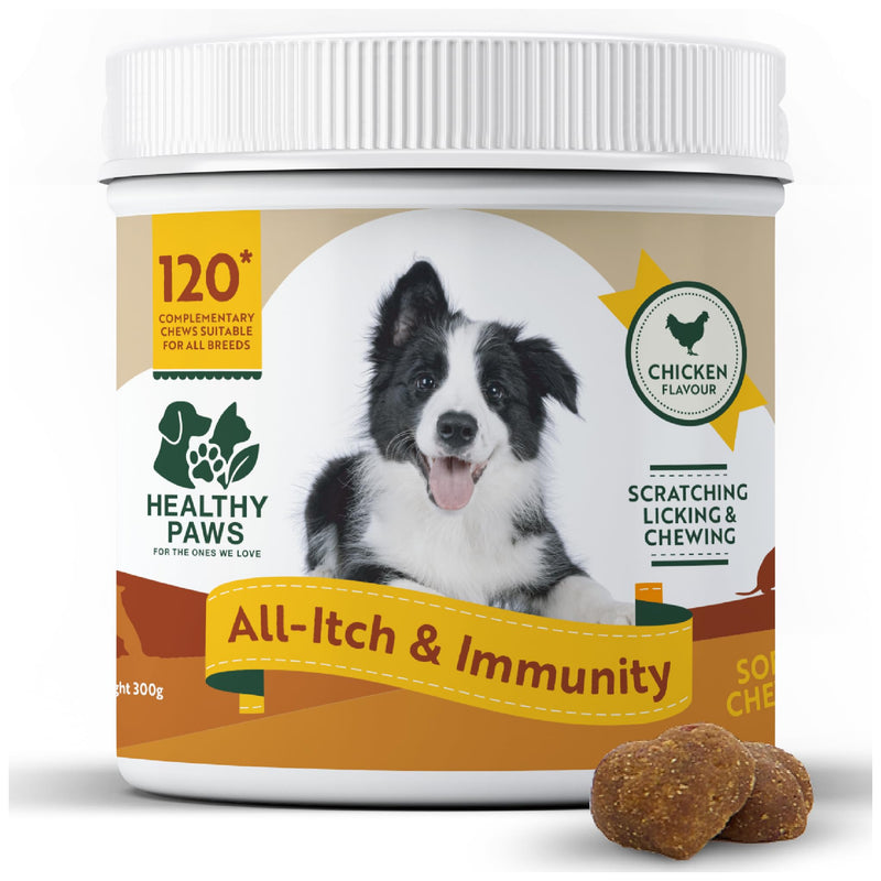Healthy Paws Itch Immunity Treats for Dogs – Allergy & Itch Relief Chews for Skin, Paws, Eyes & Ears – Stop Itching, Licking & Scratching – Seasonal Allergy Support – Small, Medium & Large Dogs