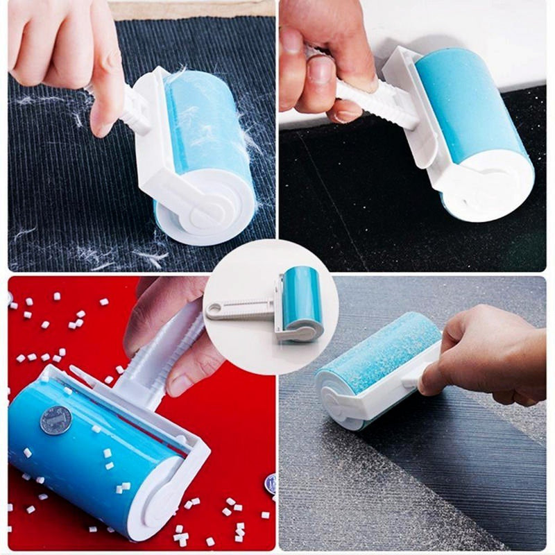 JZK 2X Blue Sticky Roller Lint Roller Suck Dust Hair Lint Clothes Wool Dust Fluff Animal Hair, Washable Reusable