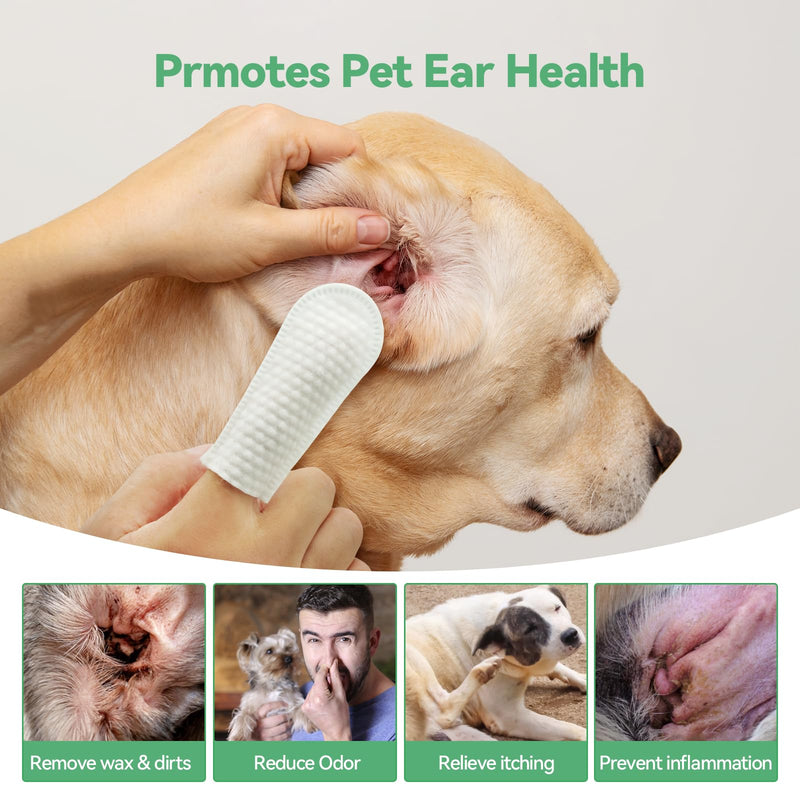 Ear finger wipes for dogs and cats, soft and mild disposable ear cleaning pads, ear cleaner for dogs removes ear wax, soothes and deodorises, relieves itching and inflammation, pack of 50 - BeesActive Australia