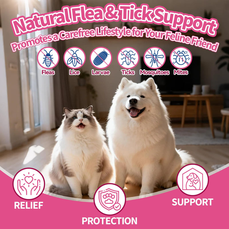 Flea and Tick Prevention for Dog and Cat, Natural Oral Flea & Tick Itch Relief Support Drops with Multivitamin for Pets - Supports Healthy Skin & Coat - Oral Supplement for All Breeds & Ages
