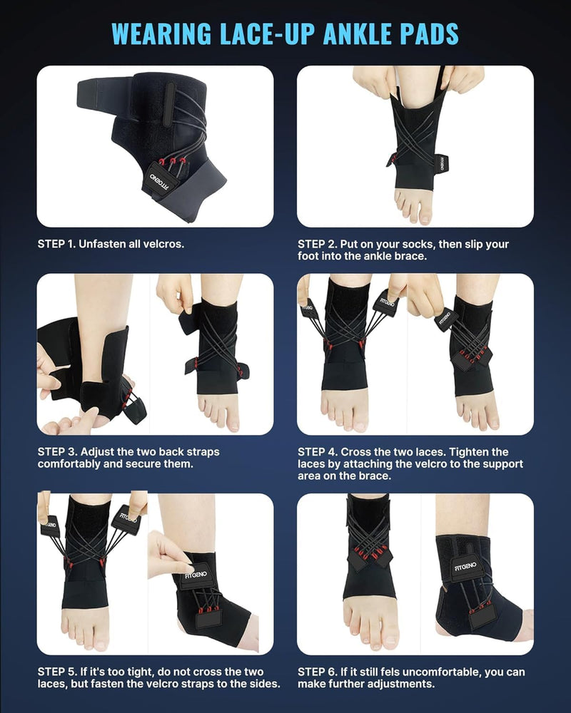 Fit Geno Ankle Brace for Sprained Ankles - Adjustable Breathable Support with Quick-Release Straps for Pain Relief and Swelling Reduction for Men and Women (Left M/L, Ankle size 9''-9.8'') Left - BeesActive Australia