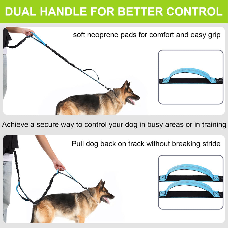Hands Free Dog Leash, Waist Leash for Dog Walking, Running, Jogging, Waist Leashes with Adjustable Belt, Medium & Large Dogs Running Leashes Hands Free, Dual Padded Handles and Durable Bungee(Blue) Blue For 1 Dog - BeesActive Australia
