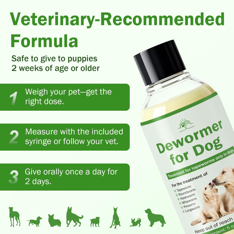 Dewormer for Dogs, Tapeworm Treatment for Dogs, Dog Dewormer Puppy Dewormer, 150ml Suitable for Dogs, with 5ml Dropper