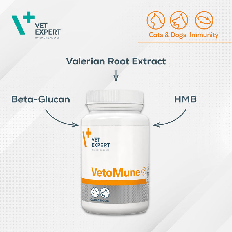 Vet Expert VetoMune Immune Support Supplement for Cats & Dogs – Boosts Natural Defences, Aids Recovery, 60 Capsules