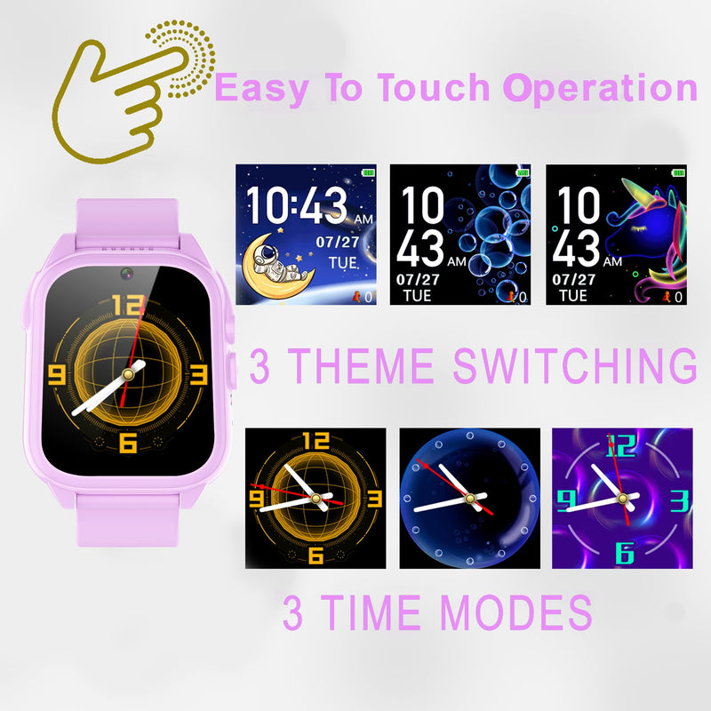 Kids Smart Watch Gift for Girls Age 3-12, 24 Games HD Touch Screen Girls Watch with Camera Video Music Player Pedometer Flashlight 12/24 hr Toys Gifts for 6 7 8 9 10 Year Old Girl Birthday Gift Purple - BeesActive Australia