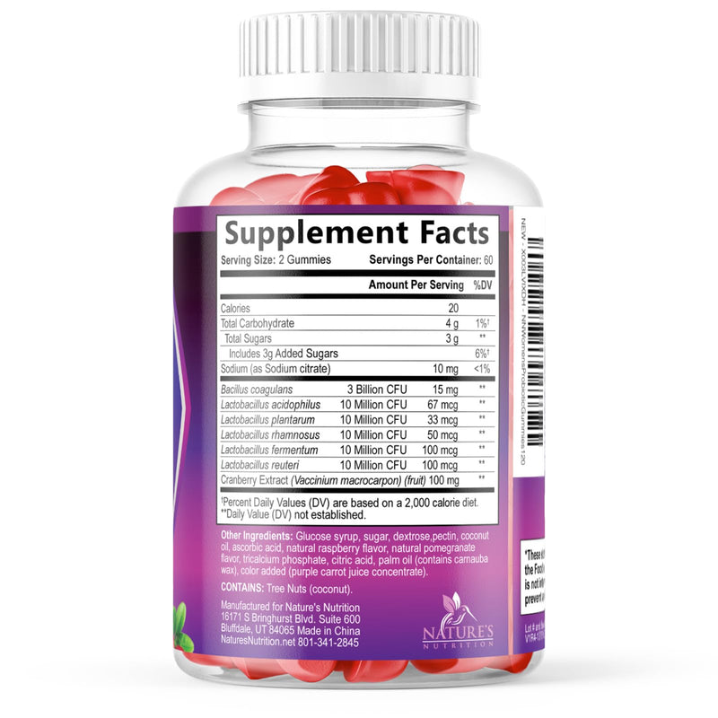 Probiotics for Women Gummies with Cranberry - 6 Premium Strains for PH Balance - Women Probiotics for Digestive Health, Vaginal & Immune Support, Women's Probiotic Feminine Health Gummy - 120 Gummies 120 Count (Pack of 1)