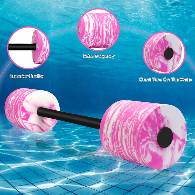 29.3’’ Swimming Barbell with Water Exercise Discs Swim Dumbbell High Density EVA Foam Aquatic Exercise Equipment Swimming Aid for Adults Pink
