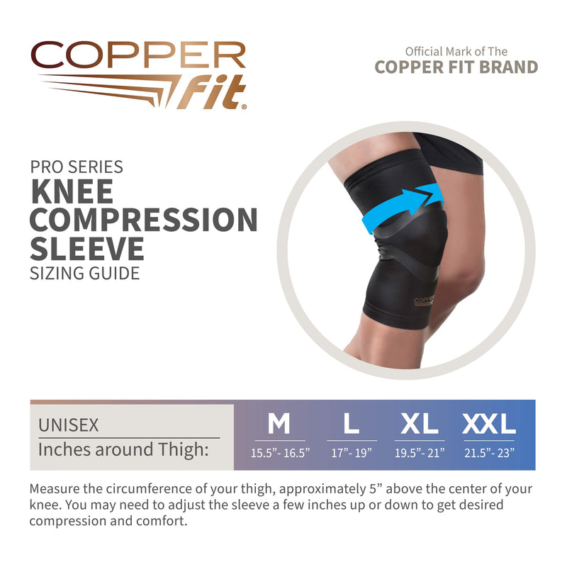 Copper Fit Pro Series Knee Compression Sleeve Black Medium - BeesActive Australia