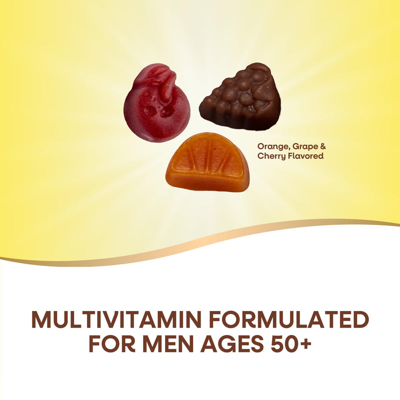 Nature's Way Alive! Men’s 50+ Premium Gummy Multivitamin, Supports Healthy Heart, Brain & Muscle Function*, B-Vitamins, Vegetarian, Grape, Orange and Cherry Flavored, 75 Gummies, (Pack of 2) 75 Count (Pack of 2)