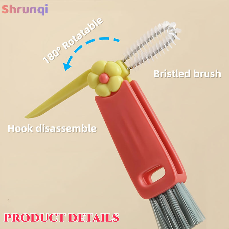 3 in 1 Cup Lid Cleaning Brush, 3 in 1 Multifunctional Cleaning Brush Portable Cup Lid Cleaner for Bottle Gap Tight Spaces Cup, Portable Cup Lid Cleaner with Brush, 3 Pcs 3pcs Multicolor - BeesActive Australia