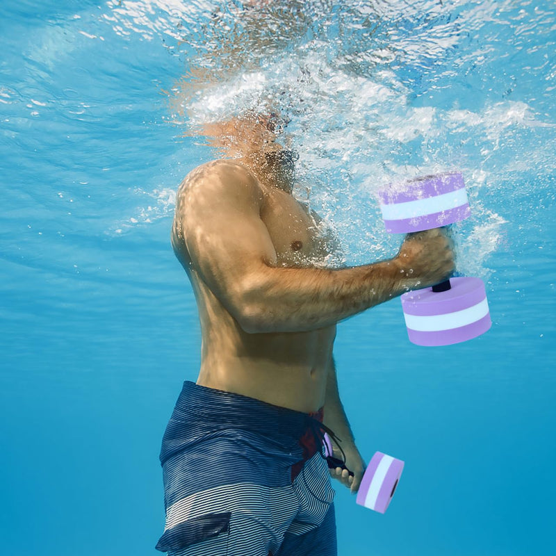 Gatuida 2Pcs Aquatic Dumbells Sports Water Weights Foam Pool Exercise Dumbbells for Pool Fitness Water Aerobics purple Medium - BeesActive Australia