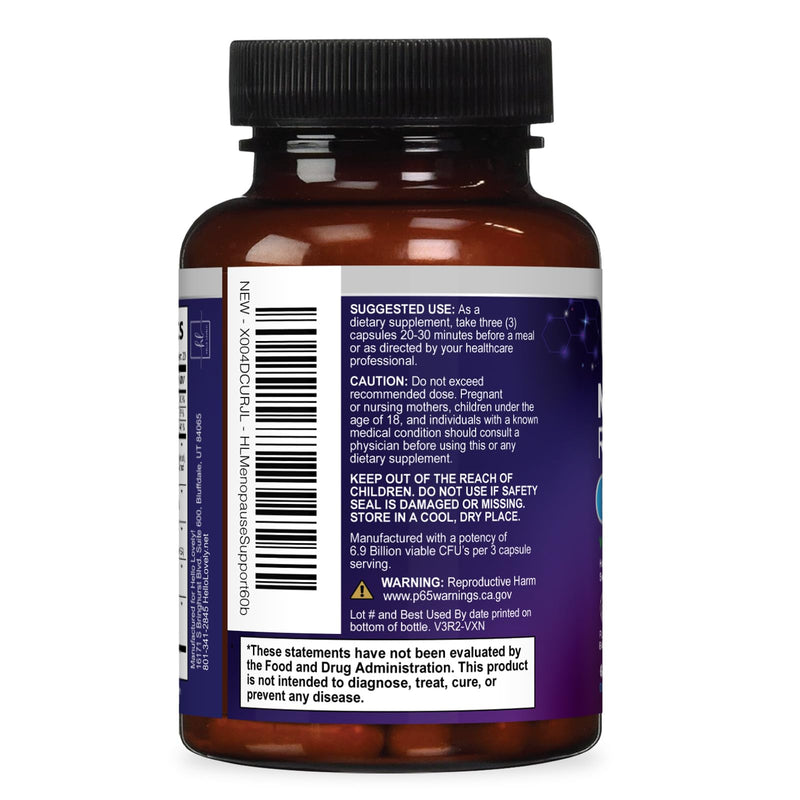 Menopause Supplements for Women - Hot Flash Night Sweats & Menopause Relief Pills - Probiotic Blend 8 Billion CFU Per Serving with Dong Quai & Black Cohosh - Vaginal, Digestive Support - 60 Capsules 60 Count (Pack of 1)