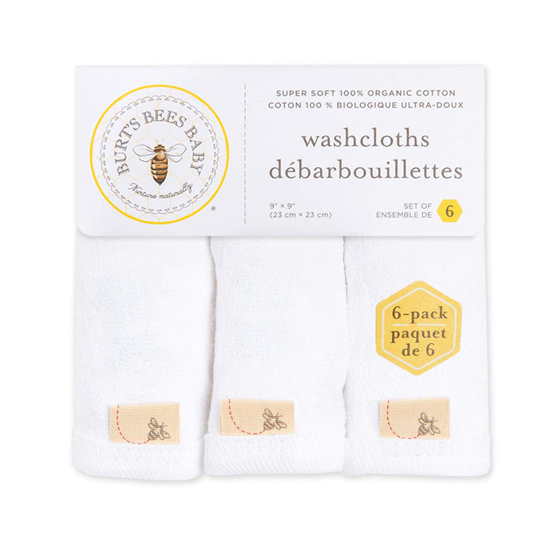 Burts Bees Baby Infant Washcloths Made of 100% Organic Cotton, Soft and Super Absorbent Knit Terry Cloths, 6-Pack Newborn Bath Essentials, Heather Gray and White Wash Cloths Cloud White - BeesActive Australia