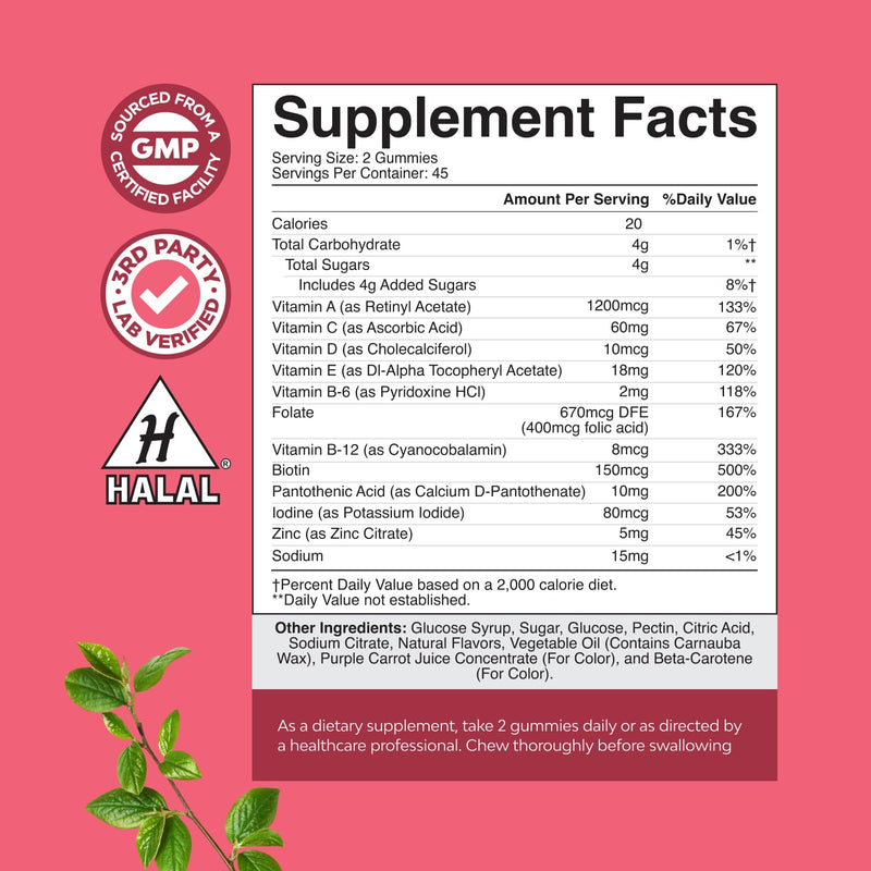 Delicious Daily Multivitamin for Women Gummies - Women's Multivitamin Gummies for Adults Energy and Immunity - Gummy Vitamins for Women's Health and Wellness - Non-GMO Gluten Free and Halal 90 Count