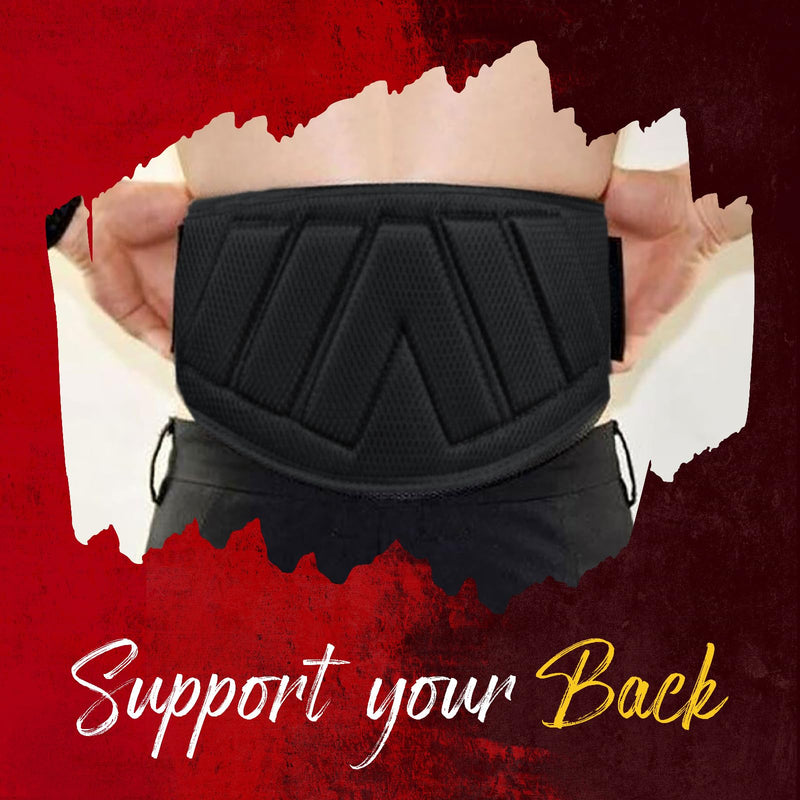 Weight lifting Belt 6 Inch Auto-Lock Curved Padded Back Lumbar Support Gym Belt for Fitness Exercise Bodybuilding Powerlifting Workouts Deadlifts Squats & Weightlifting Men Women Black M - BeesActive Australia