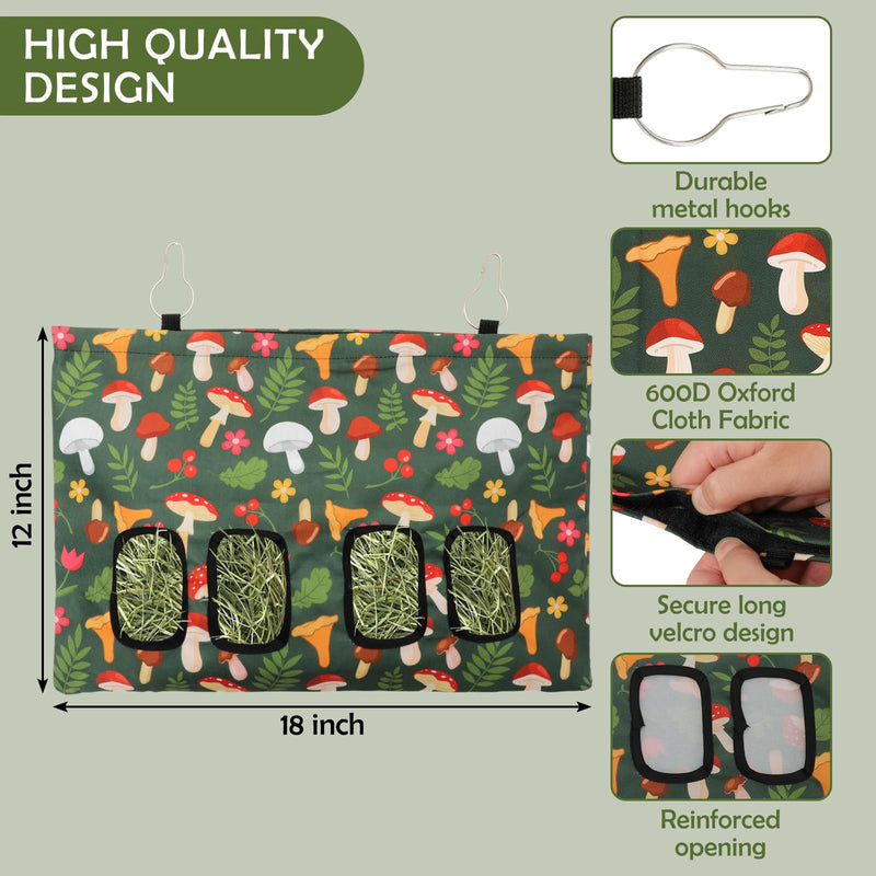 Rabbit Hay Feeder Bag with 4 Holes Mushroom Guinea Pig Hanging Hay Feeding Bag Storage Dispenser for Chinchilla Hamster Bunny Small Animal Pet - BeesActive Australia