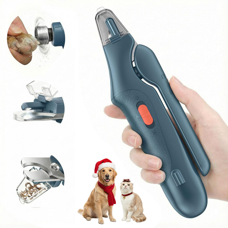 2 in 1 Dog Nail Clippers & Cat Nail Clippers Trimmers for Large Medium Small Dogs Cats Claw Trimmer Quick Sensor and Safety Guard USB Rechargeable Dogs Nail Trimmer with Catcher & 2 LED Lights Blue - BeesActive Australia