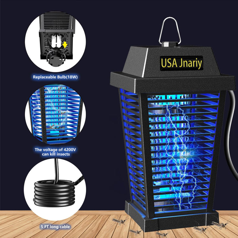 Bug Zapper Outdoor Indoor, 4200V High Power Electric Mosquito Zapper, Fly Zappers, Mosquito Killer,3 Prong Plug, 5ft Power Cord Fly Insect Killer Trap Lantern Plastic - BeesActive Australia