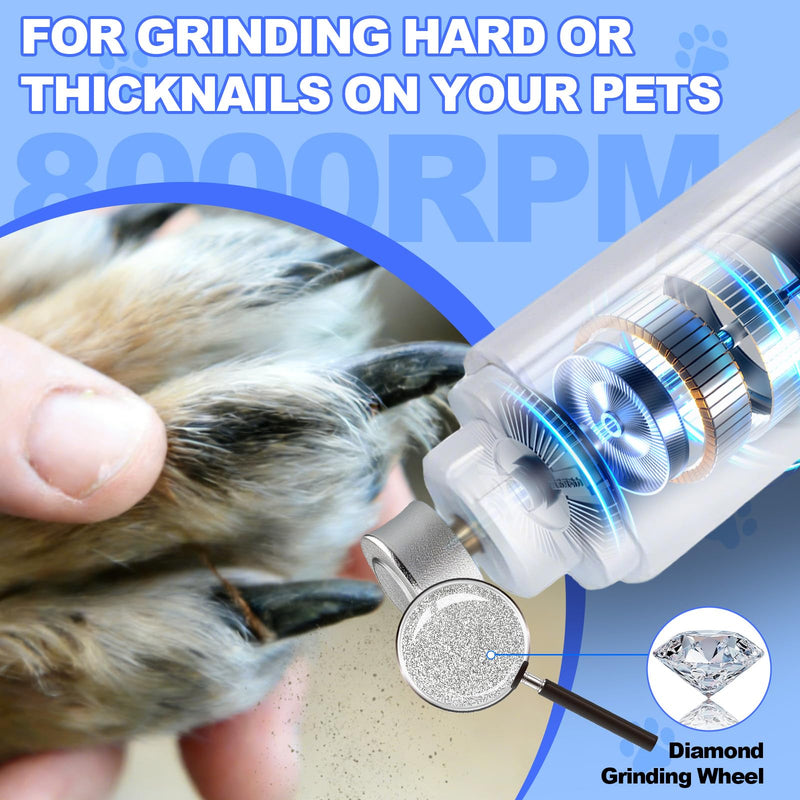 2-in-1 Dog Nail Clippers with Light - Electric Pet Nail Grinder Quiet for Small Large Dogs & Cats, LED Prevent Over Cutting, USB-C Rechargeable Safety Guard Grooming Kit for Black Nails 1PCS - BeesActive Australia