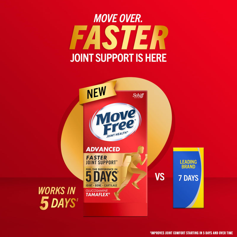Move Free Advanced Pro Joint Support TamaFlex Glucosamine, Vitamin D3-90ct | 5-Day Joint Health Supplement tablets with Turmeric Curcumin & Tamarind, Bone Strength, Cartilage, Knee Range of Motion