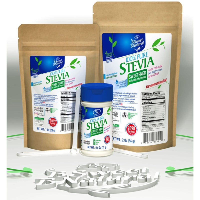 BSL 100% Pure Stevia Extract Powder Without Erythritol 0.6 Oz, No Artificial Sweetener, 620 Servings | Stevia No Erythritol | Zero Calorie & Keto Friendly, Pure Stevia Powder - BeesActive Australia