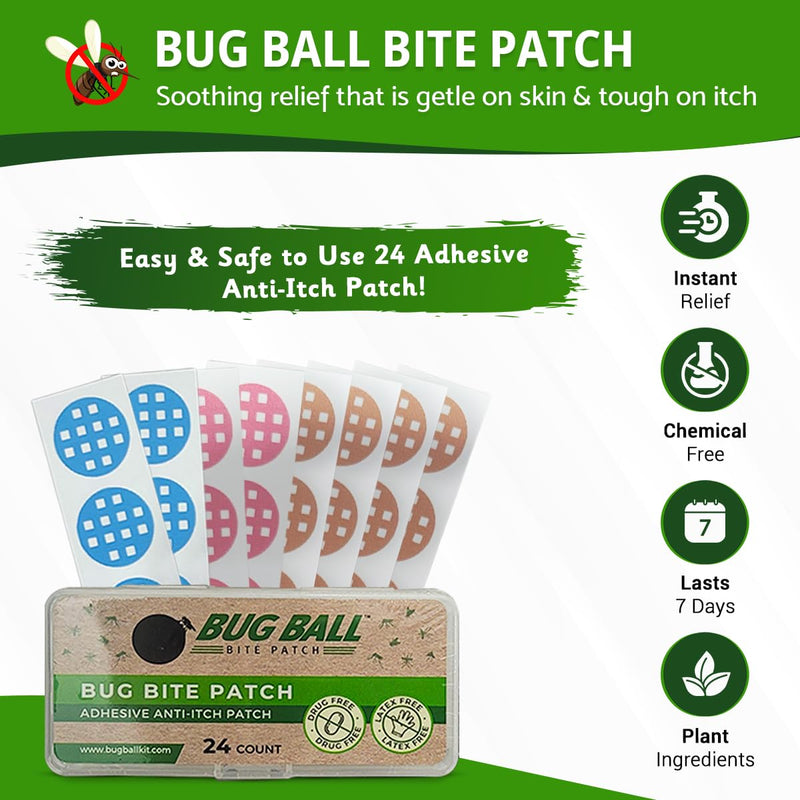 Bug Ball Bug Bite Patch, 24 Count, Natural Insect Bite Itch Relief from Mosquitos and Other Biting Insects, 2 Pack - BeesActive Australia