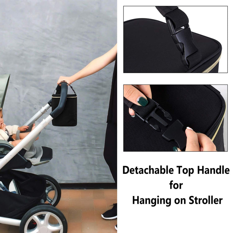 Teamoy Breastmilk Cooler Bag, Baby Bottles Bag for up to 4 Large 9 Ounce Bottles, Perfect for Working Mom Mother, (Bag ONLY), Black Cooler Bag (Pack of 1) - BeesActive Australia