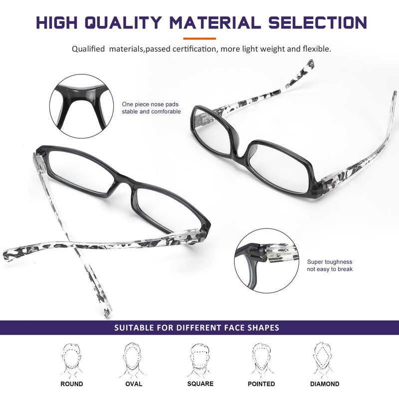 Reading Glasses for Women Men- Blue Light Blocking Spring Hinge Computer Readers Anti Glare UV Eyeglasses Clear Floral 2.5 x