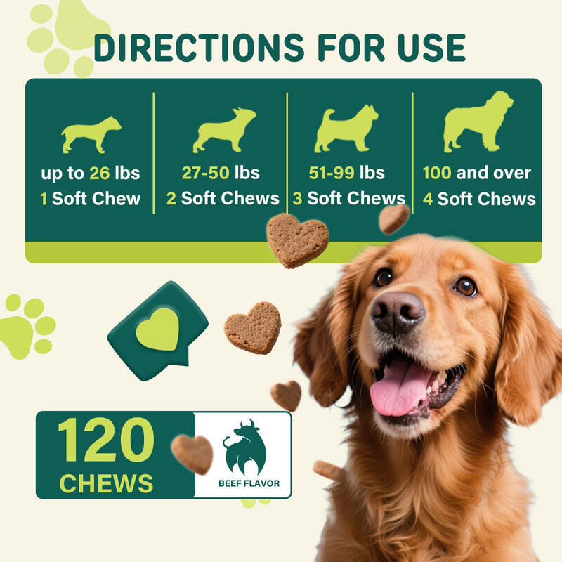 Tear Stain Chews for Dogs - Dog Tear Stain Remover & Supplement with Antioxidant Blend, Vitamin C, Lutein - 120ct Beef Flavor Soft Chews for Eye Health & White Fur Care (ND-038) ND-038