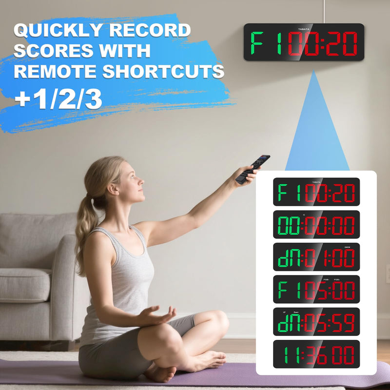 Samshow Gym Timer - Large Digital Gym Interval Workout for Fitness Enthusiast | 6 Display Modes Gym Timer Clock for Home Gym Garage Living Room Classroom Office - BeesActive Australia