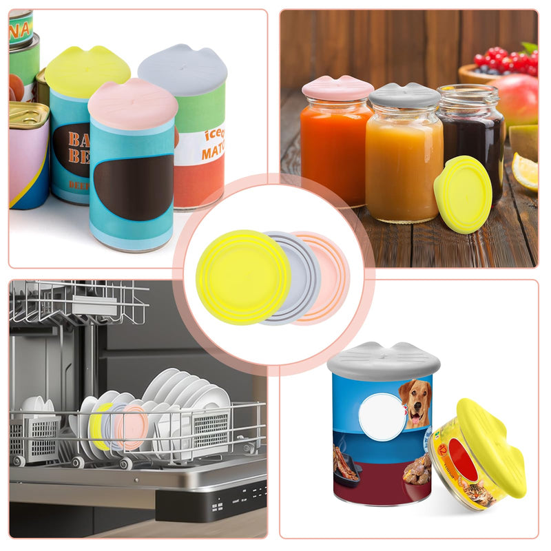 Lusofie Cat Food Can Covers Lids Silicone Wet Cat Food Lid with Food Mixing Spoons Pet Food Can Covers Fits 3 Sizes (3 Lids 3 Spoons) - BeesActive Australia