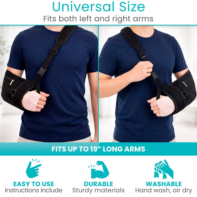 Vive Medical Arm Sling for Shoulder Injury (Left or Right)- Shoulder Immobilizer for Broken Arm, Rotator Cuff, Elbow - Support Brace for Men & Women (Black) - BeesActive Australia