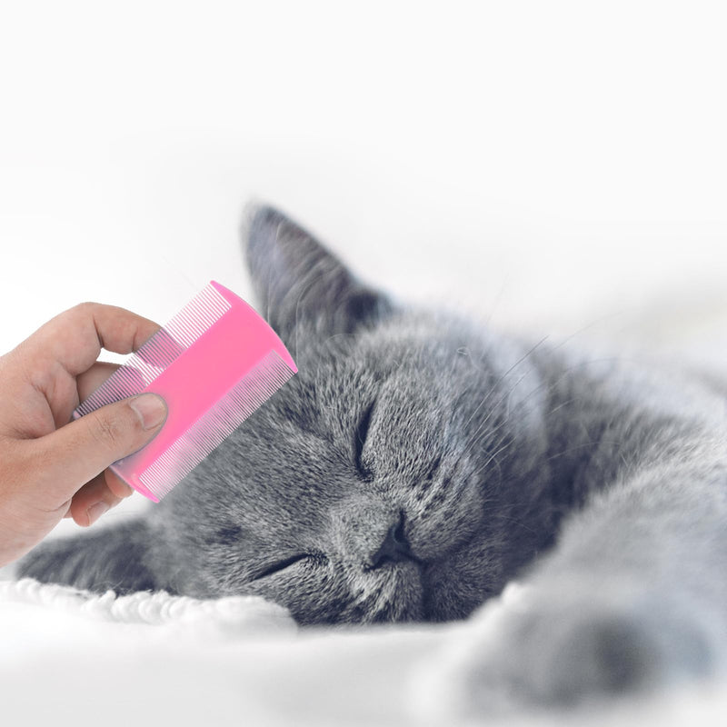 Molain Cat Dog Flea Comb, 4 Pieces Pet Tear Stain Remover Comb Set Pet Dog Cat Grooming Comb (Pink) Pink - BeesActive Australia