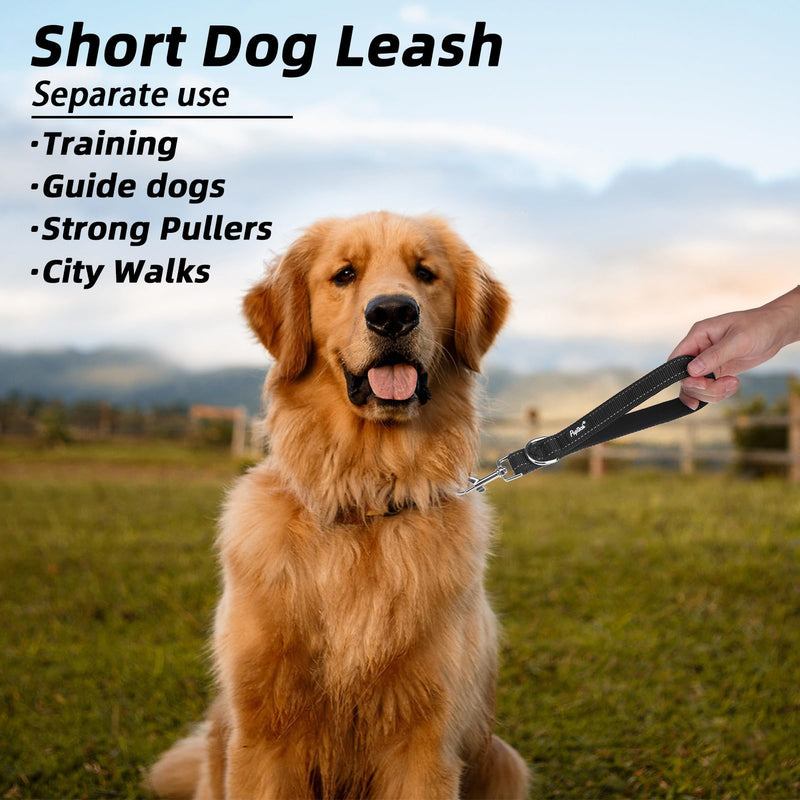 PUPTECK Chew Proof Dog Leash for Small Medium Large Dogs, Heavy Duty Dog Leashes with Padded Handle, Steel Cable Lead with Detachable Short Leash for Training Walking, Black - BeesActive Australia