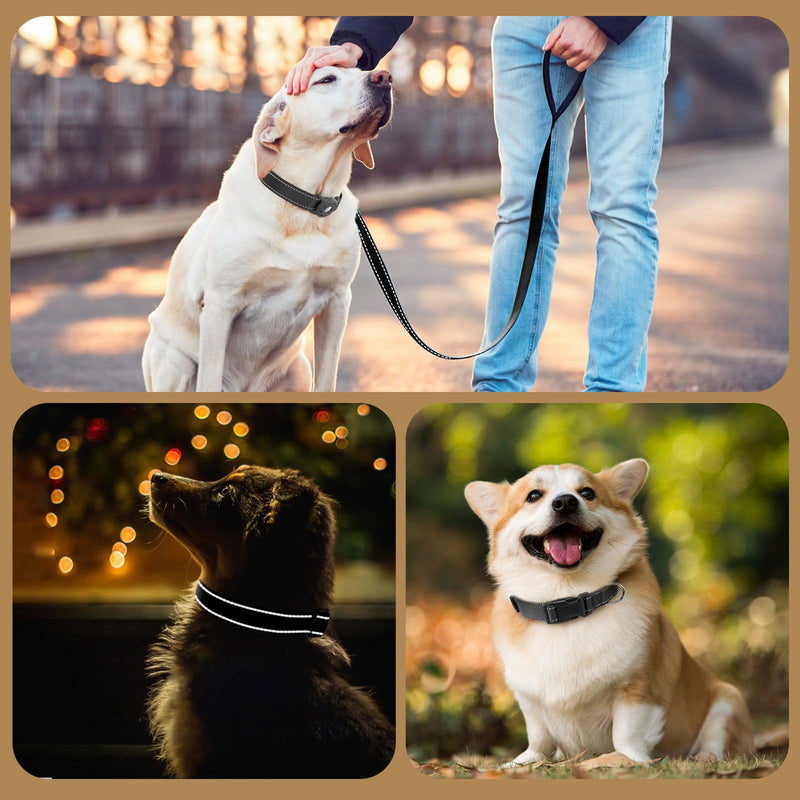 AirTag Dog Collar and Reflective Leash Set Bundle with Airtag Holder Case,Adjustable Padded Nylon Pet Collar for Small Medium Large Dogs(Black, Medium) Black - BeesActive Australia