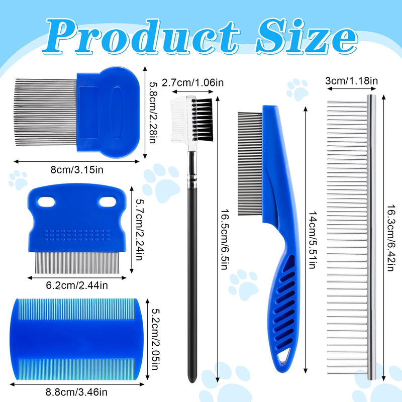6 Pieces Dog Eye Combs Tear Stain Removal Combs Pets Grooming Combs Kit Flea Comb for Small Dogs Removing Knots Crust Mucus Blue - BeesActive Australia