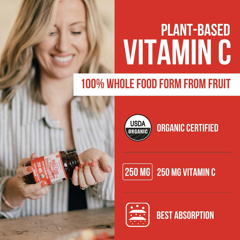 Organic Vitamin C | Whole Food Vitamin C from Fruit Plus Absorption Enhancing Cofactors - Vegan, Enhanced Bioavailability - Immune Support, Antioxidant, Total Health (90 Servings) 90 Count (Pack of 1)